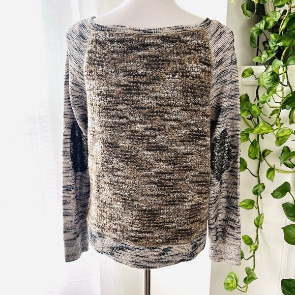 Miss Me Brown Soft Wool Blend Long Sleeve Sweater with Elbow Patches Size Small - Picture 5 of 8